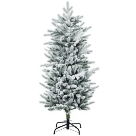 4.5' Artificial Flocked Christmas Trees, with Snow Frosted Branches, Auto Open, Steel Base