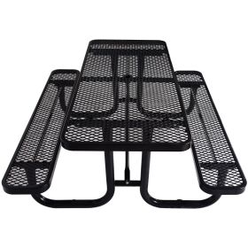 6 Ft. Rectangular Outdoor Steel Picnic Table ,BLACK With Umbrella Pole