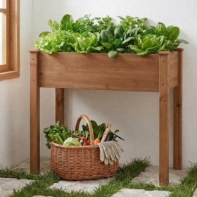 Bed - Cedar Planter With Non-Woven Liner, Bottom Drainage, 30-Inch Height, 34 X 18 X 30 In Sizes For Outdoor Plants Brown  Shipment From Walmart