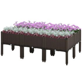 6 Piece Raised Garden Bed with Legs, Planter Box Raised Bed to Grow Flowers, Herbs & Vegetables, Brown