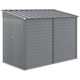 4.6' X 9' Outdoor Storage Shed, Lean To Metal Shed With Foundation Kit, Lockable Doors And Gloves For Patio, Lawn, Gray