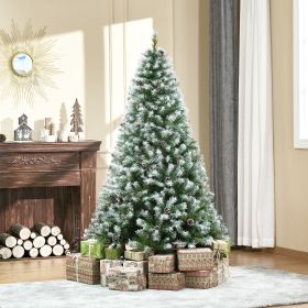 Unlit Snow-Dusted Full Fir Artificial Christmas Tree with Realistic Branches