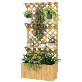 All-in-One Natural Wood Garden Bed: Trellis, Hanging Roof & Built-in Storage