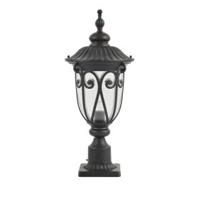 24in H 1-pack Vintage Black Outdoor Post Lantern - Waterproof Aluminum Lamp Post Light With Bubble Glass, Decorative Garden Pathway Lighting For Yard,