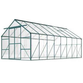 Aluminum Greenhouse Polycarbonate Walk-in Garden Greenhouse Kit With Adjustable Roof Vent, Rain Gutter And Sliding Door For Winter, Clear