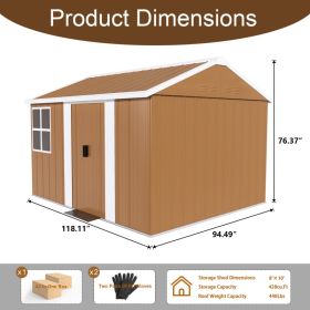 8X10 FT Heavy-Duty Metal Storage Shed With Windows, Lockable Door & Ventilation - Weatherproof Outdoor Garden Shed For Backyard, Lawn, And Tool Organi