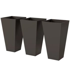 28ft Tall Plastic Planters, Set Of 3, Flower Pot, Anti-crack, Fade-resistant, Square Shape With A Matte Surface