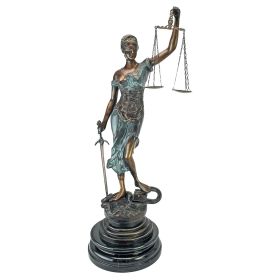 Themis Blind Justice Tabletop Bronze Statue