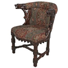Dark Wood Hand Carved Solid Mahogany Dining Chair