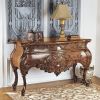 Dark Wood Mahogany Bombe Rectangle Console Table