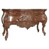 Dark Wood Mahogany Bombe Rectangle Console Table