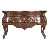 Dark Wood Mahogany Bombe Rectangle Console Table