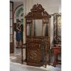 Dark Wood Mahogany With Three Mirrors Hall Stand