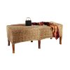 Solid Mahogany & Hand-Woven Ottoman