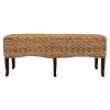 Solid Mahogany & Hand-Woven Ottoman