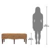 Solid Mahogany & Hand-Woven Ottoman