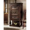 Dark Wood Mahogany Cabinet With 3 Shelves & 2 Drawers