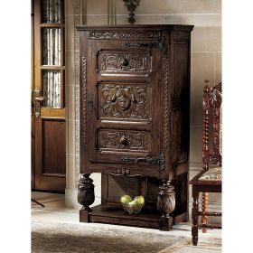 Dark Wood Mahogany Cabinet With 3 Shelves & 2 Drawers