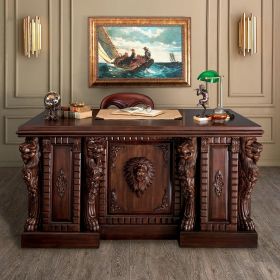 Dark Wood Mahogany Rectangle Executive Desk