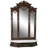 Dark Wood Mahogany With White Solid Marble Hall Stand