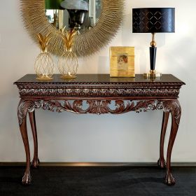 Dark Wood Rectangle Mahogany Console
