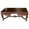 Dark Wood Mahogany Desk With Cushioned Back And Seat Chair