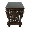 Dark Wood Rectangle Hand-Carved Mahogany Desk