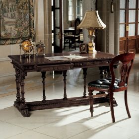 Dark Wood Chateau Hand-Carved Rectangular Table