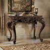 Dark Wood Hand-Carved Solid Mahogany Console Table