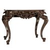 Dark Wood Hand-Carved Solid Mahogany Console Table