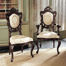 Set Of 6 Mahogany French Rococo Dining Chairs