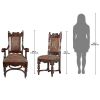 Set Of 6 Upholstered Mahogany Patterned Jacquard Fabric Dining Chairs