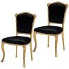 Set Of 2 Velvet Upholstered Chateau Dining Chairs In Gold