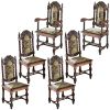 Set Of 6 Mahogany Wood Upholstered Dining Chairs