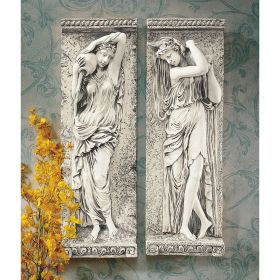 Set Of 2 Water Maidens Wall-Mount Sculptures Plaques