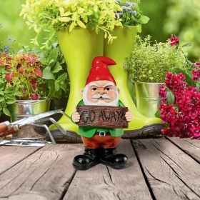 Go Away Sign Gnome Outdoor Garden Statue-Ornament