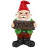 Go Away Sign Gnome Outdoor Garden Statue-Ornament