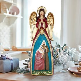 Christmas Angel Figurine With Holy Family Ornament