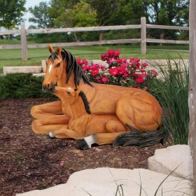 Mother & Child Garden Outdoor Horse Statues