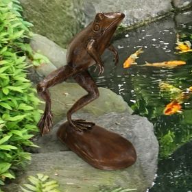 Giant Leaping Frog Bronze Garden Statue