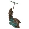 Lily Pad Umbrella Frogs Bronze Garden Statue