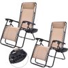 Set of 2 | Beige Zero Gravity Recliner Lounge Chairs For Outdoor Patio