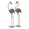 Set Of 2 Metal Outdoor Wild Flamingo Garden Statues