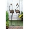 Set Of 2 Metal Outdoor Wild Flamingo Garden Statues