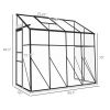 8.3 Ft x 4.1 Ft Polycarbonate Lean-To Greenhouse With Black Metal Frame