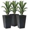 Tall Black Faux Rattan Plastic Outdoor/Indoor Planter Set (3-Pack)