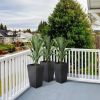 Tall Black Faux Rattan Plastic Outdoor/Indoor Planter Set (3-Pack)