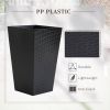 Tall Black Faux Rattan Plastic Outdoor/Indoor Planter Set (3-Pack)