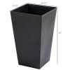 Tall Black Faux Rattan Plastic Outdoor/Indoor Planter Set (3-Pack)
