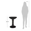 Outdoor Garden Fiberglass Bird Bath In Black Charcoal Stone Finish